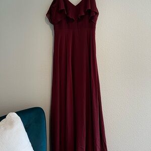 Jenny Yoo Elegant Burgundy Evening Gown